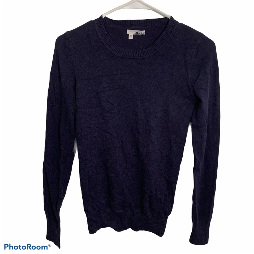 Abound Crewneck Tunic Sweater Navy Blue Cotton